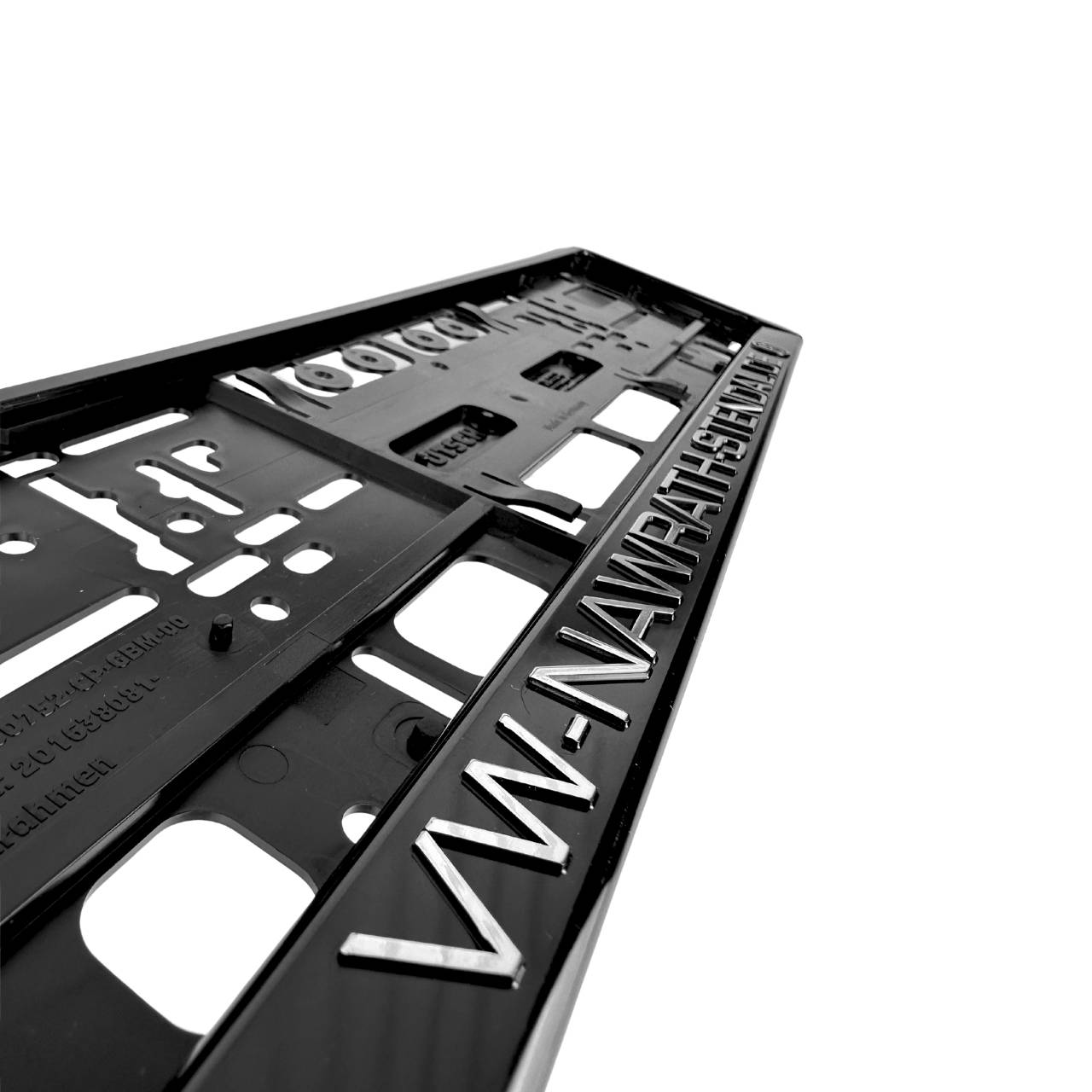 Kennzeichenhalter schwarz - mit erhabenem Druck - Chrom - Ab 100 Stück