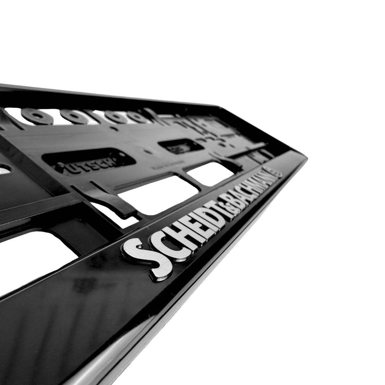 Kennzeichenhalter schwarz - mit erhabenem Druck - Silber - Ab 100 Stück