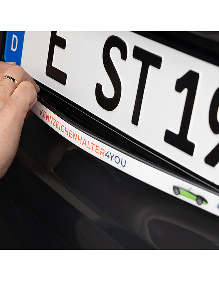 Kennzeichenhalter schwarz - mit 4C Digitaldruck & Domingveredelung - Ab 100 Stück
