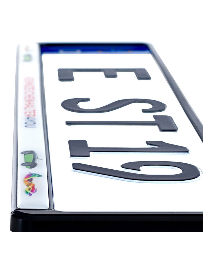 Kennzeichenhalter schwarz - mit 4C Digitaldruck & Domingveredelung - Ab 100 Stück