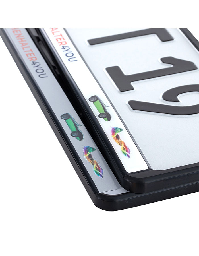 Kennzeichenhalter schwarz - mit 4C Digitaldruck & Domingveredelung - Ab 100 Stück