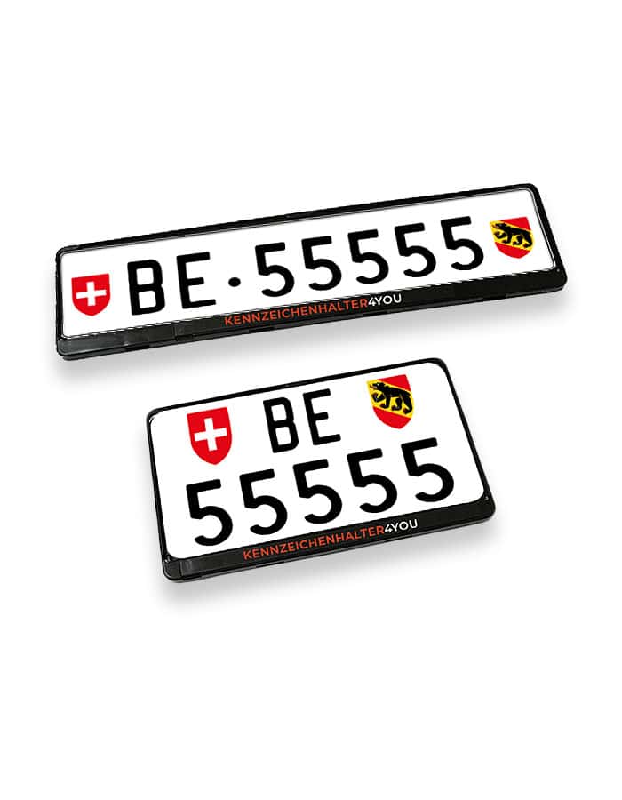 Kennzeichenhalter Schweiz - Set 30 x 8 cm & 30 x 16 cm - Siebdruck einfarbig - Ab 50 Sets