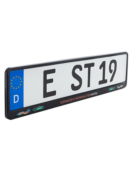 Kennzeichenhalter schwarz - Digitaldruck mehrfarbig 4C - Ab 2 Stück