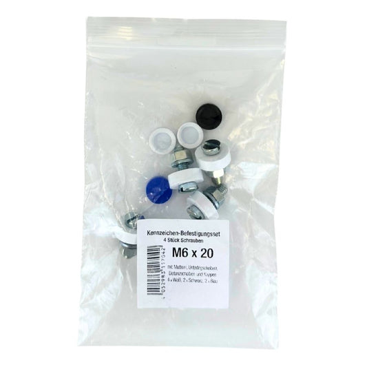 Kennzeichenhalter Schrauben-Set mit Kappen, für Motorräder - Ab 50 Stück