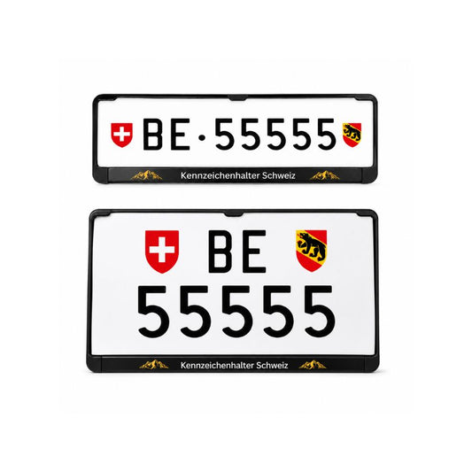 Kennzeichenhalter Schweiz - Set 30 x 8 cm & 30 x 16 cm - Siebdruck zweifarbig - Ab 50 Sets