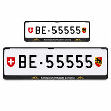 Kennzeichenhalter Schweiz - Set 30 x 8 cm & 50 x 11 cm - Zweifarbiger Siebdruck - Ab 50 Sets