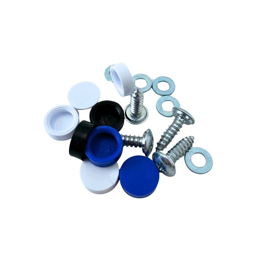 Kennzeichenhalter Schrauben-Set mit Kappen, für PKW - 5,5 x 16 - Ab 50 Stück