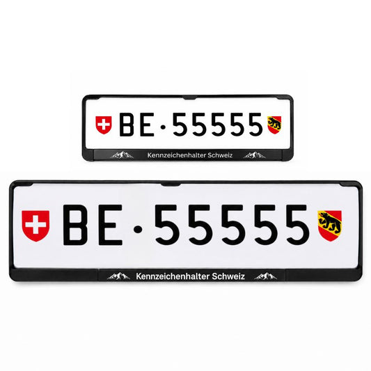Kennzeichenhalter Schweiz - Set 30 x 8 cm & 50 x 11 cm - Einfarbiger Siebdruck - Ab 50 Sets